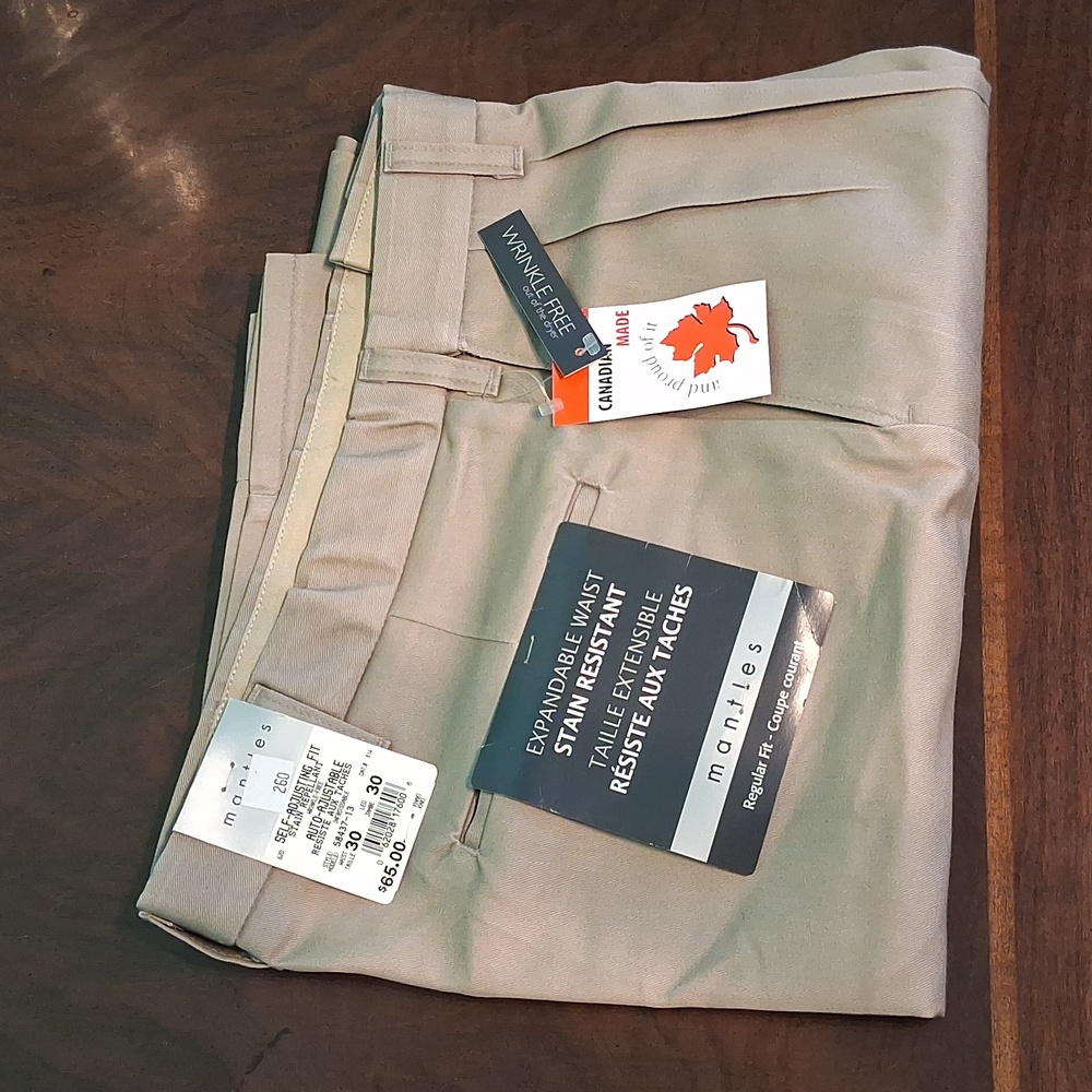 NEW! Mantles Men's  Chinos with Expandable Waist 6766